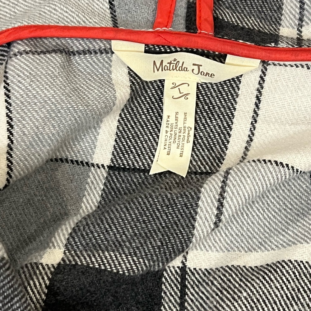 Matilda Jane Gray Plaid Trench Coat - Picture 3 of 3